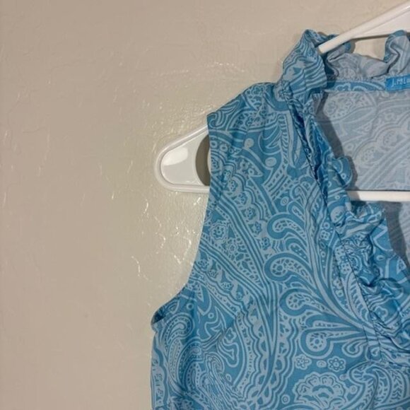 J McLaughlin Dress Womens XS Paisley Sleeveless Ruffle Collar Pockets - Picture 2 of 8